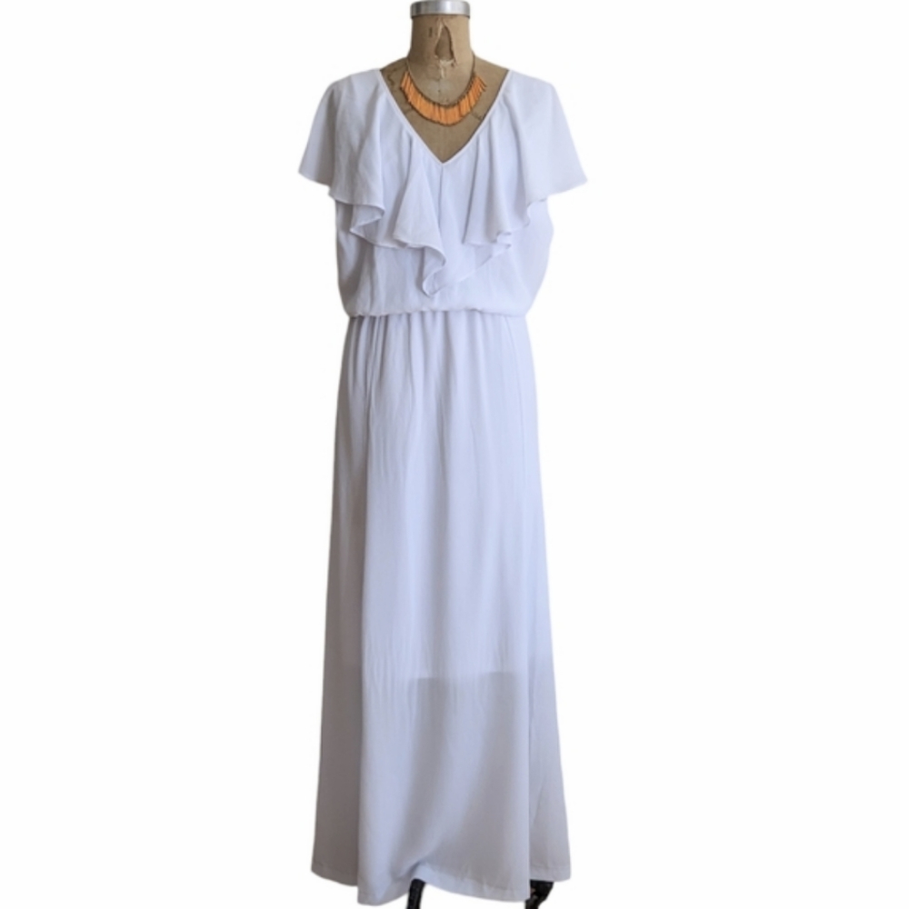 Kiyonna Willow Maxi Dress White Size 1X
